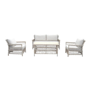 Provence Collection Outdoor 4 Seater Lounge Set Modern Weather-Resistant Garden Sofa Set with Neutral Finish - My Store