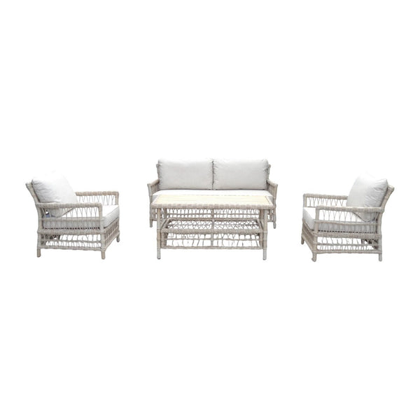 Provence Collection Outdoor 4 Seater Lounge Set Modern Weather-Resistant Garden Sofa Set with Neutral Finish - My Store
