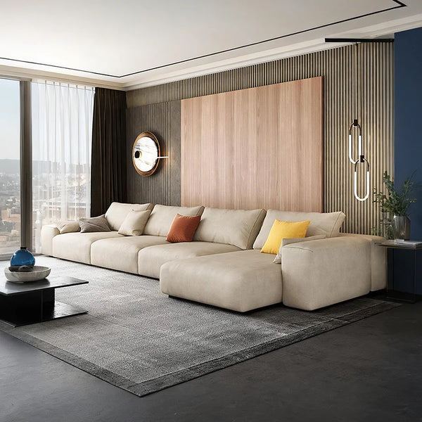 R87 Calvin Two Seater Corner Sofa – Modern Leathaire L-Shape Sectional Sofa with High Density Foam Cushions, Contemporary Living Room Couch - My Store