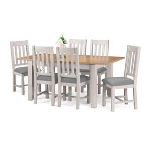 Julian Bowen Richmond Extending Dining Table – Elephant Grey & Pale Oak | White Oak Solids & Veneers | 180–220cm Butterfly Extension