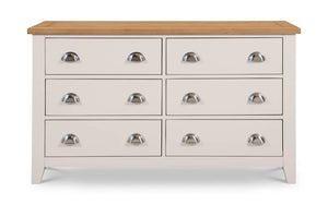Julian Bowen Richmond 6 Drawer Wide Chest – Elephant Grey Oak Veneer Bedroom Storage Chest