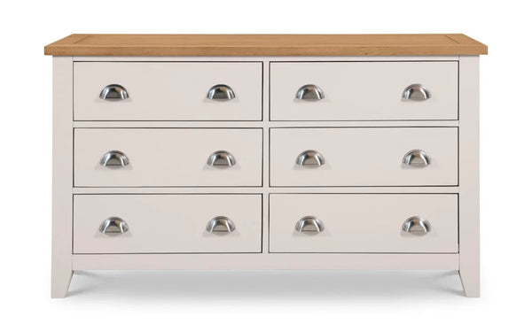Julian Bowen Richmond 6 Drawer Wide Chest – Elephant Grey Oak Veneer Bedroom Storage Chest