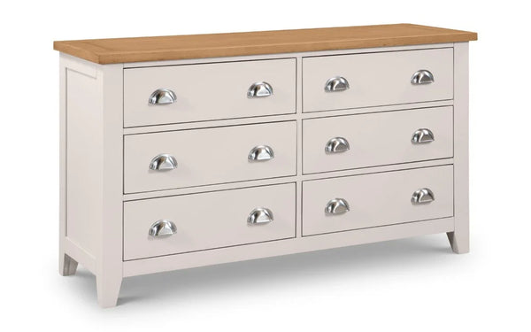 Julian Bowen Richmond 6 Drawer Wide Chest – Elephant Grey Oak Veneer Bedroom Storage Chest
