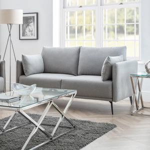 Rohe Platinum Wool-Effect Fabric 2 Seater Sofa with Black Metal Legs