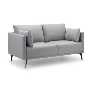 Rohe Platinum Wool-Effect Fabric 2 Seater Sofa with Black Metal Legs