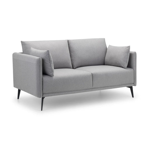 Rohe Platinum Wool-Effect Fabric 2 Seater Sofa with Black Metal Legs