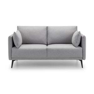 Rohe Platinum Wool-Effect Fabric 2 Seater Sofa with Black Metal Legs