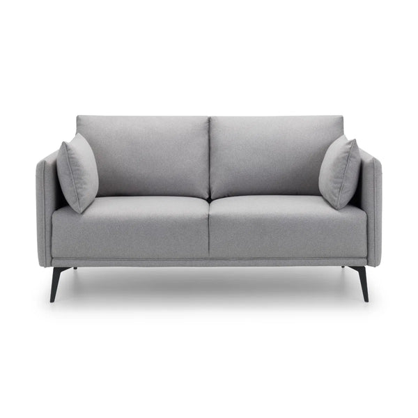Rohe Platinum Wool-Effect Fabric 2 Seater Sofa with Black Metal Legs