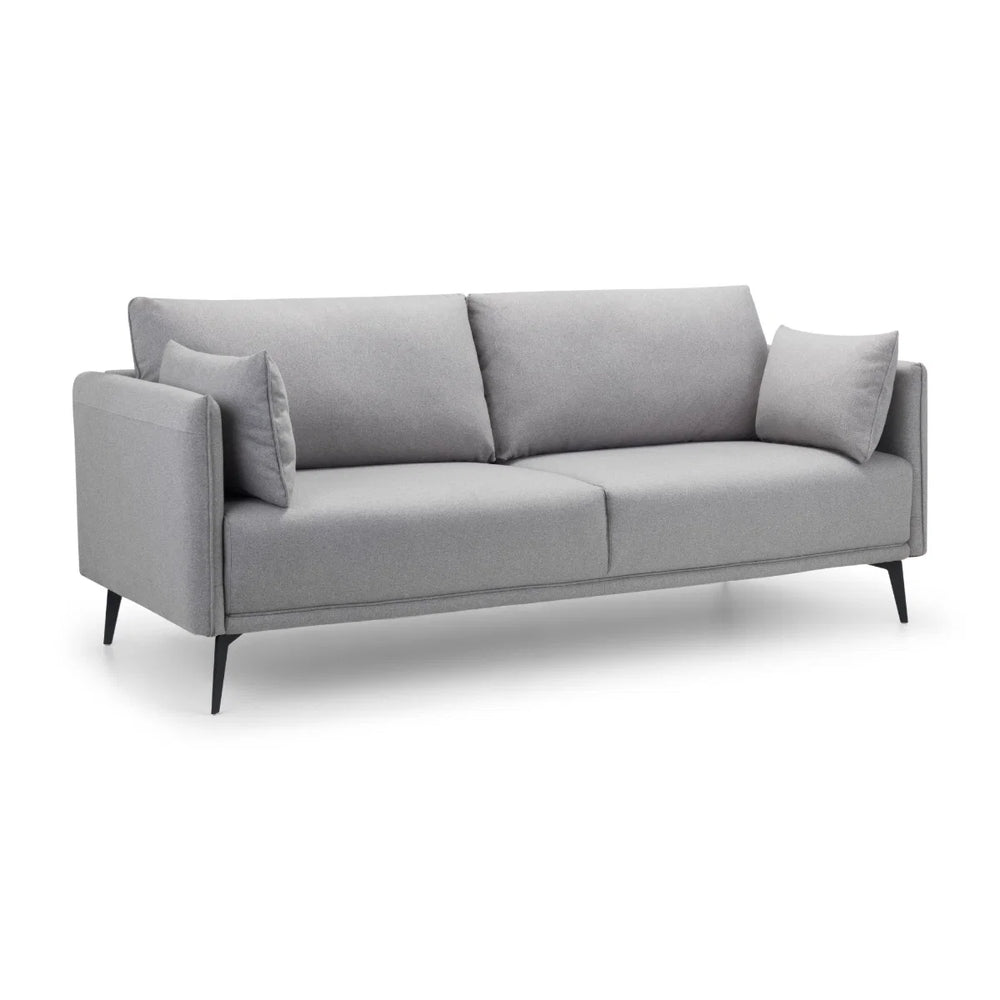 Rohe Platinum Wool-Effect Fabric 3 Seater Sofa with Black Metal Legs