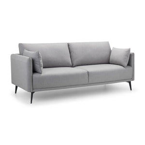 Rohe Platinum Wool-Effect Fabric 3 Seater Sofa with Black Metal Legs