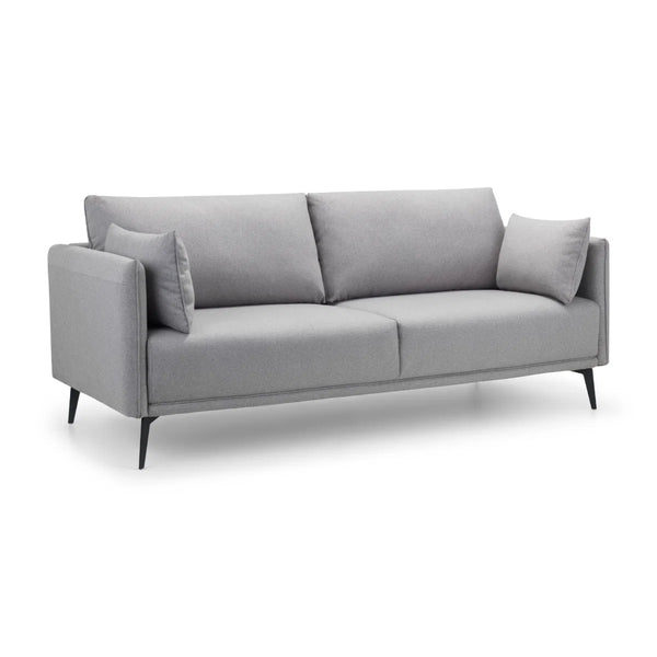 Rohe Platinum Wool-Effect Fabric 3 Seater Sofa with Black Metal Legs