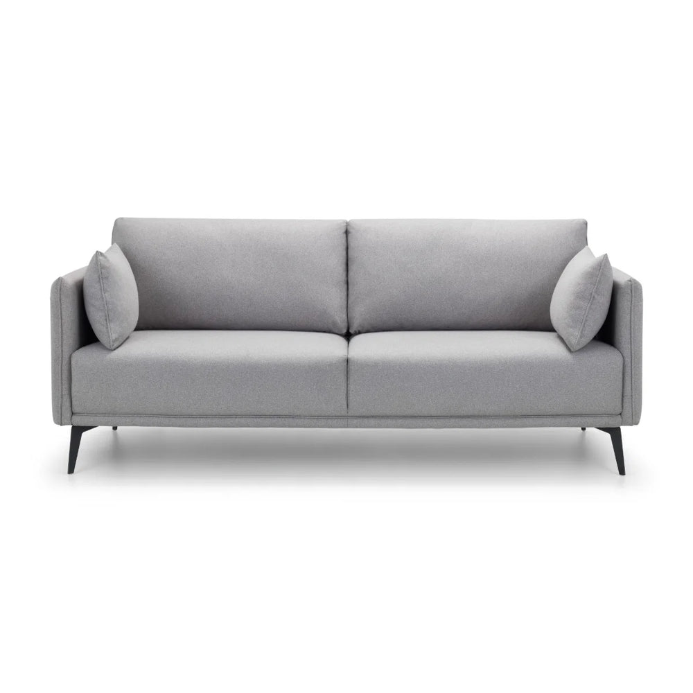 Rohe Platinum Wool-Effect Fabric 3 Seater Sofa with Black Metal Legs