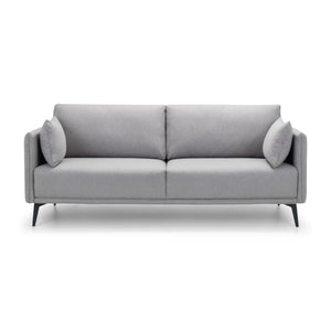 Rohe Platinum Wool-Effect Fabric 3 Seater Sofa with Black Metal Legs