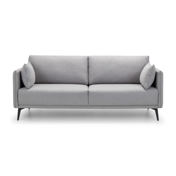 Rohe Platinum Wool-Effect Fabric 3 Seater Sofa with Black Metal Legs