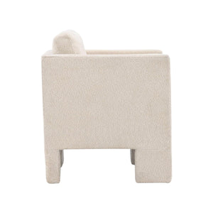 Ragusa White Armchair | Bouclé Upholstery with Nordic Design & Removable Cushions