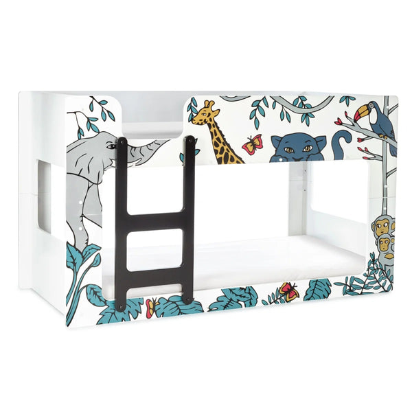 Safari Wooden Children's Bunk Bed with Safari Animal Design & Safety Ladder