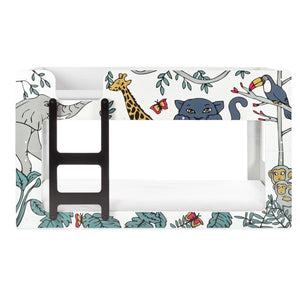 Safari Wooden Children's Bunk Bed with Safari Animal Design & Safety Ladder