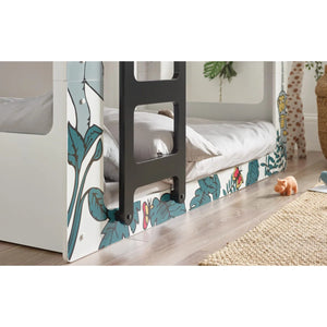 Safari Wooden Children's Bunk Bed with Safari Animal Design & Safety Ladder