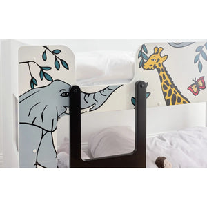 Safari Wooden Children's Bunk Bed with Safari Animal Design & Safety Ladder