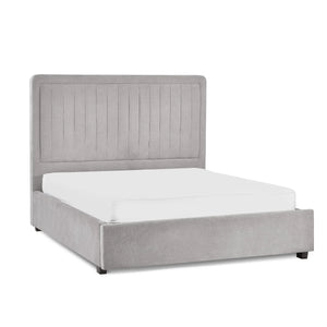 Savannah Grey Velvet Ottoman Storage Bed with Fluted Headboard