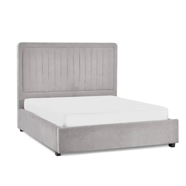 Savannah Grey Velvet Ottoman Storage Bed with Fluted Headboard