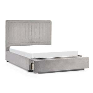 Savannah Grey Velvet Ottoman Storage Bed with Fluted Headboard