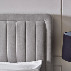 Savannah Grey Velvet Ottoman Storage Bed with Fluted Headboard