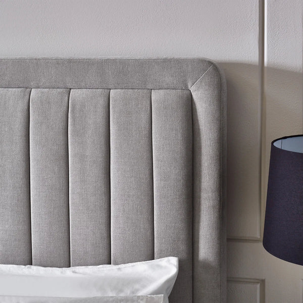 Savannah Grey Velvet Ottoman Storage Bed with Fluted Headboard