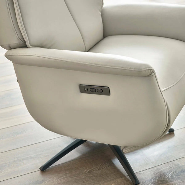 Sofia Grey Dual Motor Power Recliner Chair with USB Charging Port & Swivel Star Base