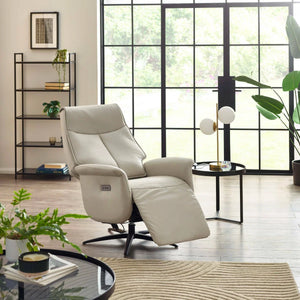 Sofia Grey Dual Motor Power Recliner Chair with USB Charging Port & Swivel Star Base