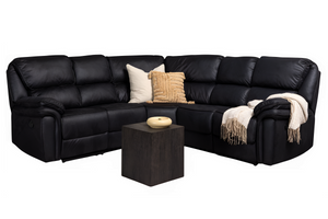 Saranda Recliner Corner Sofa, Black – Luxurious Microfiber L-Shaped Sofa with Electric Recliner Function, Spacious and Comfortable Seating for Living Room