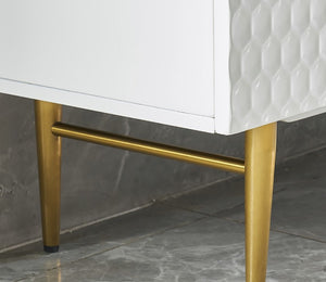 Modern Gold & White Sideboard Cabinet with Metal Legs – Contemporary Storage Unit for Living Room, Dining Room & Hallway - My Store