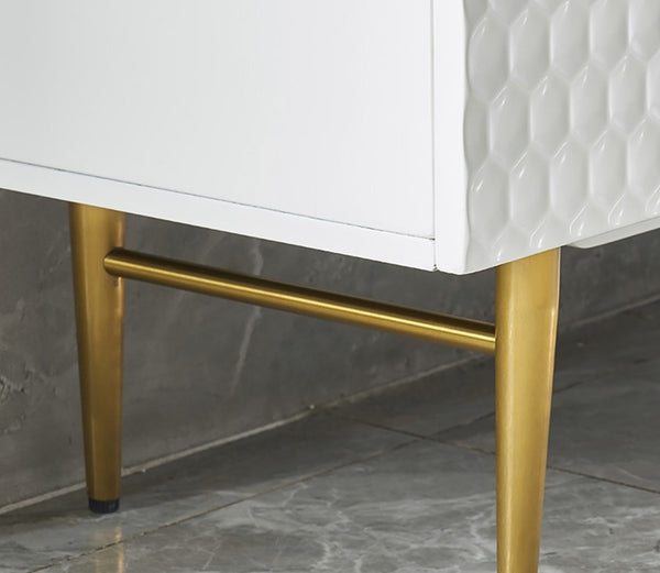 Modern Gold & White Sideboard Cabinet with Metal Legs – Contemporary Storage Unit for Living Room, Dining Room & Hallway - My Store