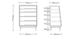 Brooklyn Oak Chest of Drawers | Modern Wooden Storage Cabinet, Contemporary Bedroom Drawer Unit, Oak Finish, Easy Assembly - My Store