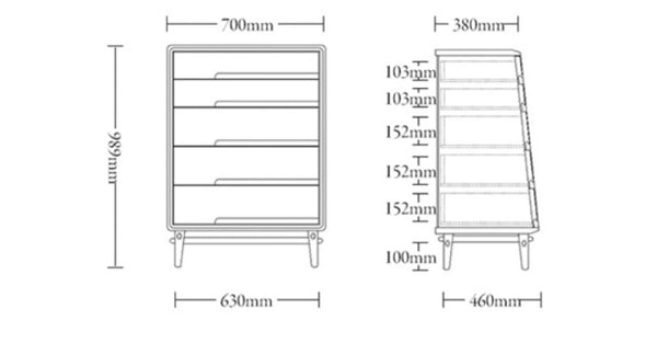Brooklyn Oak Chest of Drawers | Modern Wooden Storage Cabinet, Contemporary Bedroom Drawer Unit, Oak Finish, Easy Assembly - My Store
