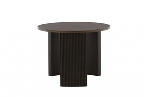 Bristol Sofa Table – Mocca Veneer, Round Coffee Table with Ribbed Wood Frame, 45 cm Height, Mmilo Venture Home Collection