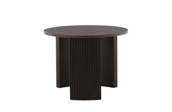 Bristol Sofa Table – Mocca Veneer, Round Coffee Table with Ribbed Wood Frame, 45 cm Height, Mmilo Venture Home Collection