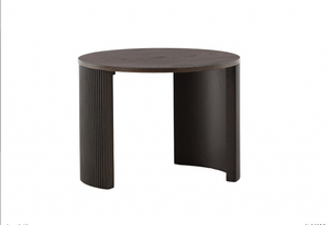 Bristol Sofa Table – Mocca Veneer, Round Coffee Table with Ribbed Wood Frame, 45 cm Height, Mmilo Venture Home Collection