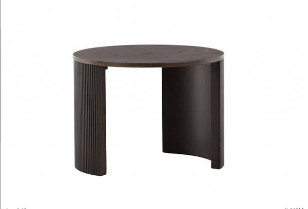 Bristol Sofa Table – Mocca Veneer, Round Coffee Table with Ribbed Wood Frame, 45 cm Height, Mmilo Venture Home Collection