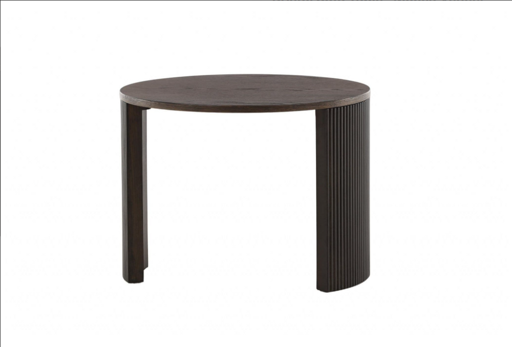 Bristol Sofa Table – Mocca Veneer, Round Coffee Table with Ribbed Wood Frame, 45 cm Height, Mmilo Venture Home Collection
