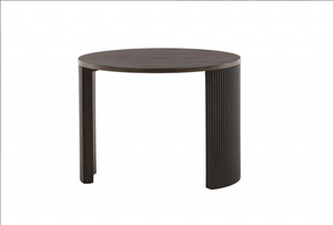 Bristol Sofa Table – Mocca Veneer, Round Coffee Table with Ribbed Wood Frame, 45 cm Height, Mmilo Venture Home Collection