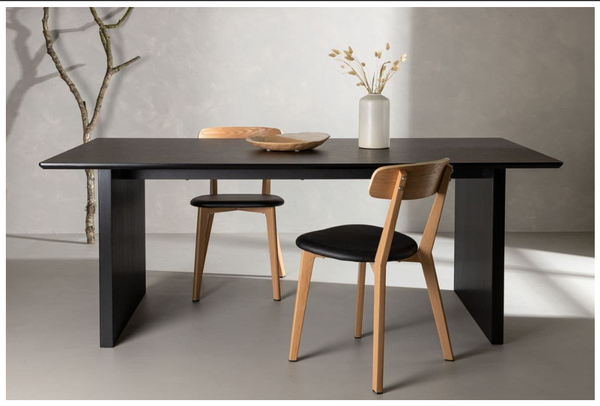 Mmilo Vail Rectangular Dining Table – 200x100 cm, Black MDF, Nordic Design, Modern Dining Table for 6–8 People