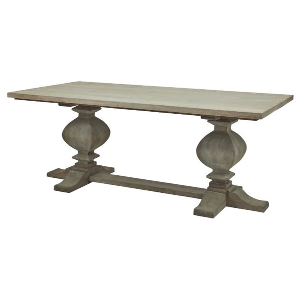 Copgrove Collection Large Dining Table Exclusive Bleached Hardwood with Black Ironwork Accents - My Store