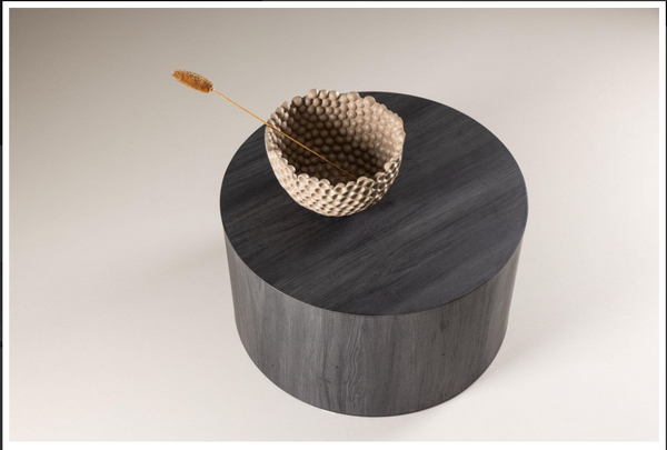 Mmilo York Round Sofa Table 80 cm – Black MDF Coffee Table, Modern Living Room Design