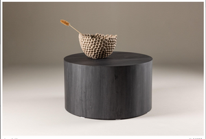 Mmilo York Round Sofa Table 80 cm – Black MDF Coffee Table, Modern Living Room Design