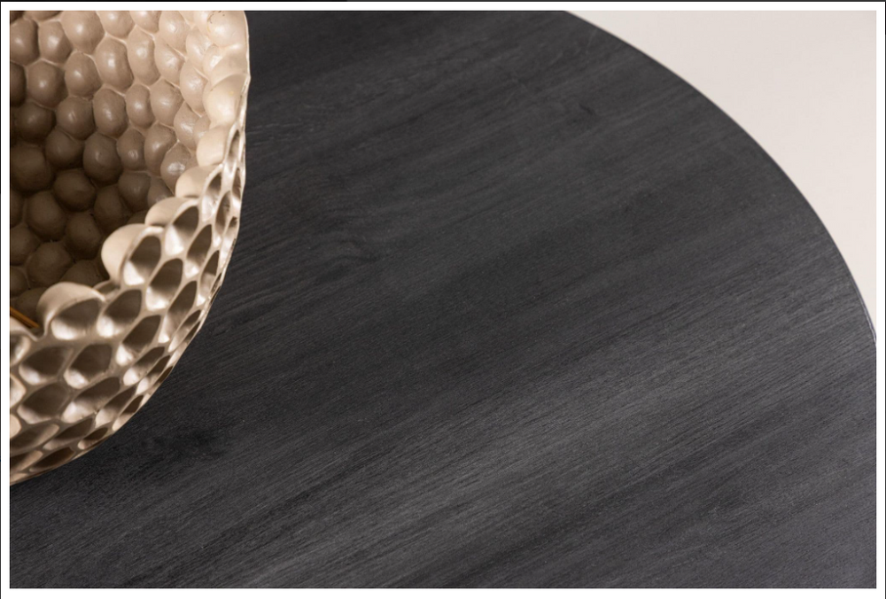 Mmilo York Round Sofa Table 80 cm – Black MDF Coffee Table, Modern Living Room Design