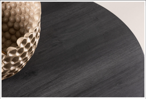 Mmilo York Round Sofa Table 80 cm – Black MDF Coffee Table, Modern Living Room Design