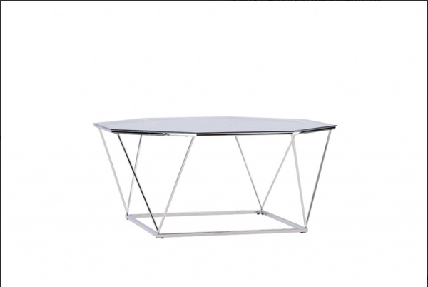 Mmilo Österlen Coffee Table 100 cm – Round Glass Table with Silver Steel Frame, Modern Luxury Design