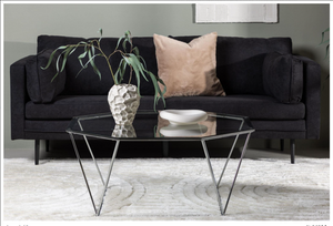 Mmilo Österlen Coffee Table 100 cm – Round Glass Table with Silver Steel Frame, Modern Luxury Design