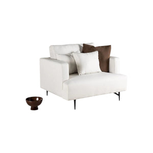 Sofia Beige Armchair | Linen-Blend Upholstery with Nordic Design & Metal Legs
